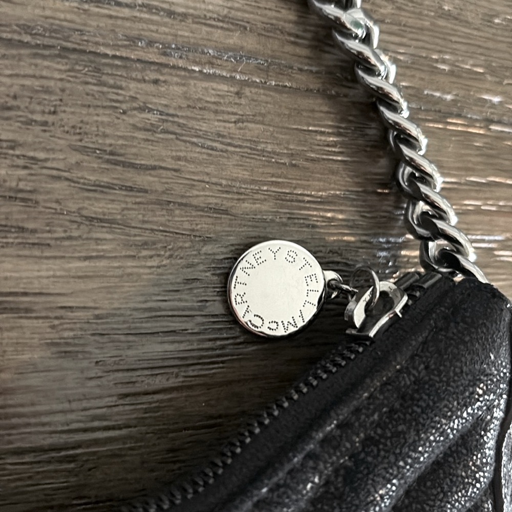 EUC [Stella McCartney] Falabella Quilted Zip Close Chain Shoulder Black Handbag - Picture 7 of 16